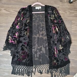 J.R. Nites by Caliendo Size S Beaded & Sequined Black Velvet Jacket